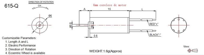 Minimotor 6mm Diameter 1.5v 3v van Coreless gelijkstroom voor Klein Huistoestel