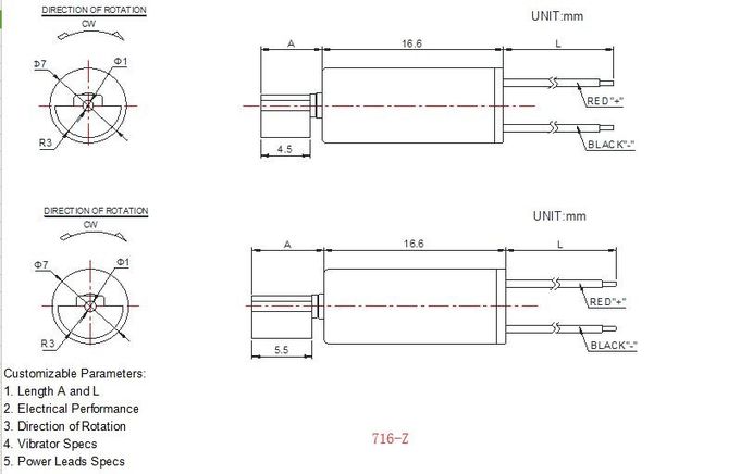 Micro- gelijkstroom Trillingsmotor 7mm Diameter1.5v 3v 3.7v Coreless gelijkstroom Motor