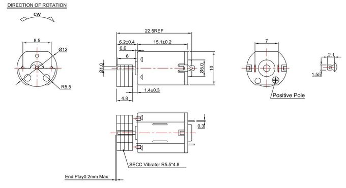 Kleine Elektrische 3v-Trillingsmotor FF-n20ta-11120 R5.5*4.8 voor Schoonheidsproduct