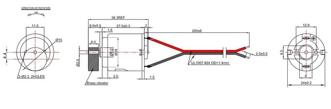 12v gelijkstroom-Trillingsmotor 24mm Diameter voor Massager RC-260SA-20135Ф15*6.5
