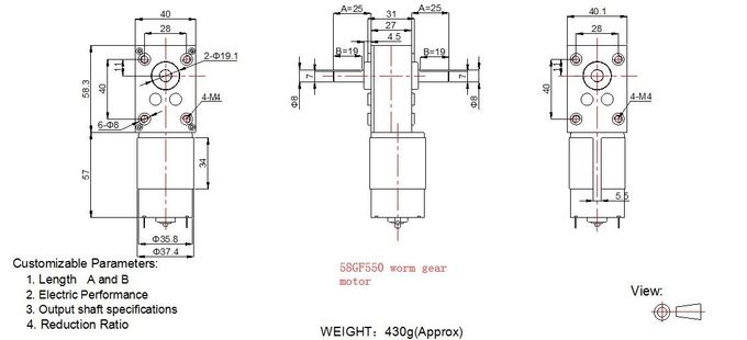 6 volt 12 het Toestelmotor van de Voltgelijkstroom Worm 46GF370/58GF555 voor Huistoestel
