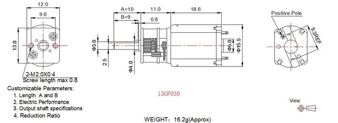 6v 12 Volt gelijkstroom-Motor Hoge Torsie, Minimotor 13mm van het Metaal Vierkante Toestel Diameter